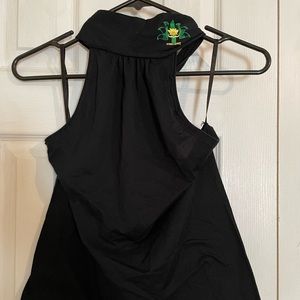 Diesel Black tie halter with laser cut hem